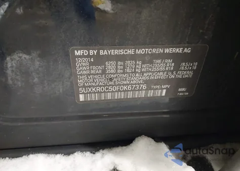 2015 BMW X5 xDrive35I из США, поврежденный, VIN 5UXKR0C50F0K67376